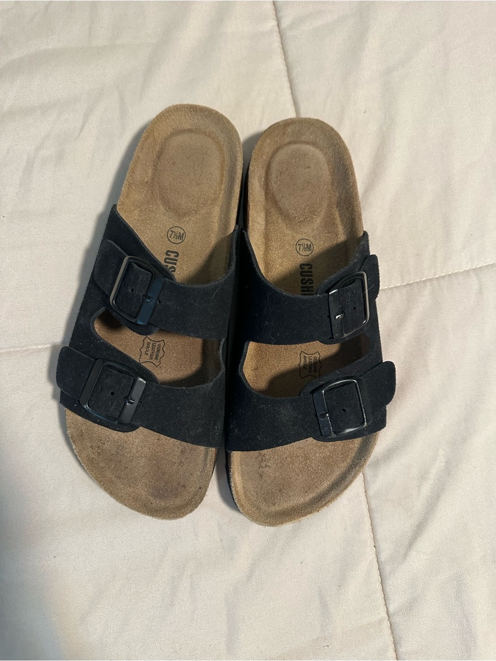 Black Double-Buckle Slide Sandals - Picture 6 of 6